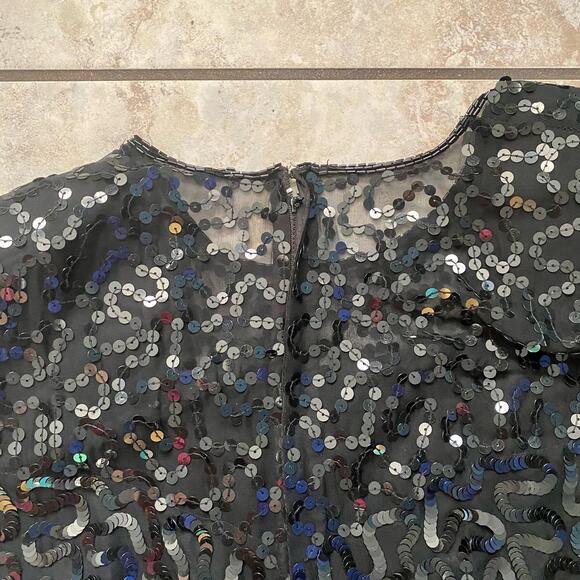 Stenay Silk Vintage Sequin Black Short Dress size 10 - Picture 14 of 15
